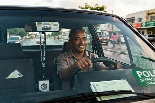 Motorista atento a normas de trânsito em um carro em Camaragibe.